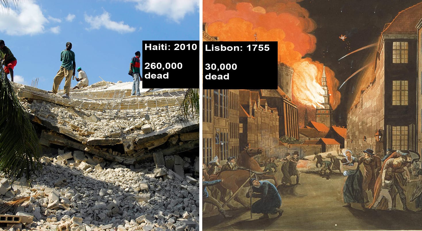 Haiti 2010 and Portugal 1755: A Tale of Two Different Earthquakes